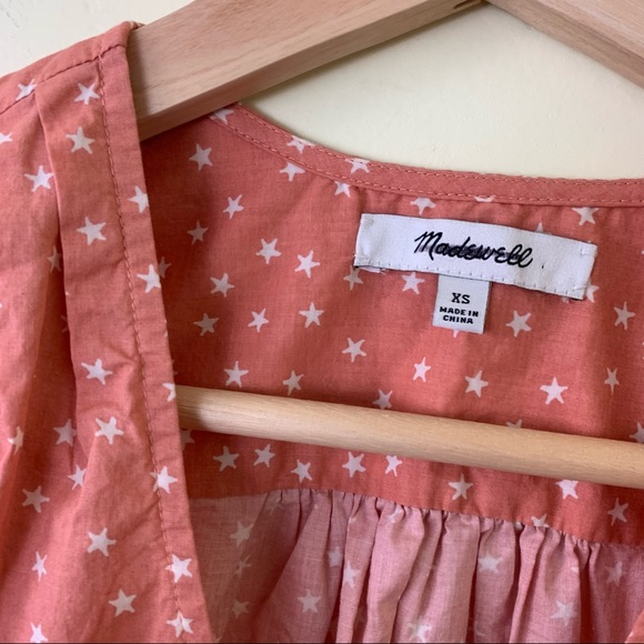 Madewell Wrap Top in Star Scatter in Size XS | Light Orange Star Print Top - Picture 7 of 16